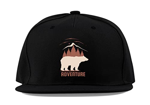 Casquette de baseball en coton Adventure Mountains avec visière plate respirante et réglable