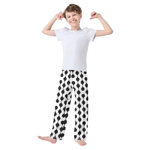 ZZXXB Circle Seamless Boys Long Pants Soft Trousers Elastic Waist Kids Lounge Bottoms with Pockets S-XL2