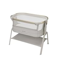 Maxi Cosi Iora² Baby Stubenbett, 0–6 kg (9 kg), Klappbares und Leichtes Beistellbett Baby, 5 cm CloudCore-Matratze, 5 Höhenstufen, 2 Leichtgängige Rollen, Easy Slide, Elegance Beige