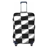 QSMBNET Travel Luggage Cover Black White Race Checkered Flag Spandex Suitcase Protector Washable Baggage Covers Fashion Elastic Scratch-Resistant Luggage Cover Protector Fits 18-32 Inch Luggage