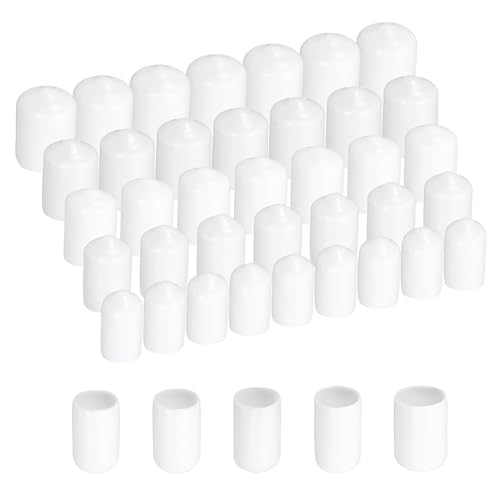uxcell 50pcs Round Rubber End Cap Protective 11mm 12mm 13mm 14mm 15mm White