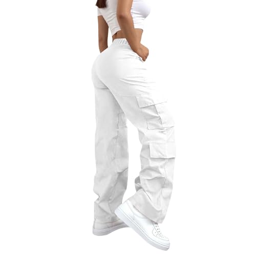 Women High Waisted Wide Leg Cargo Pants with Pockets Baggy Stretchy Casual Hiking Pants Y2K Streetwear Travel Outfits2