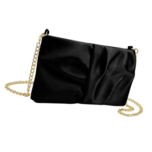 Sac à main tendance avec chaîne et bandoulière en satin plissé pour femme élégante