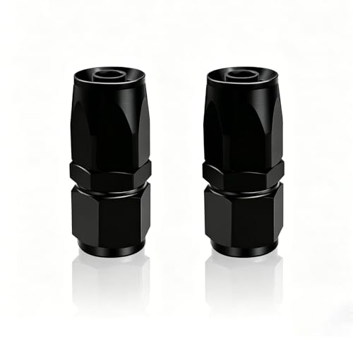 8AN Hose End Fitting Straight Swivel for CPE Braided Hose Black, Pack of 2