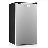 YASHE 92L Petit Frigo avec Congélateur, Porte Bouteilles Intégré Compact, Énergétique, Silencieux, Porte Réversible, Thermostat Réglable, pour Chambre, Bureau, Cuisine et Dortoir, Acier Inoxydable