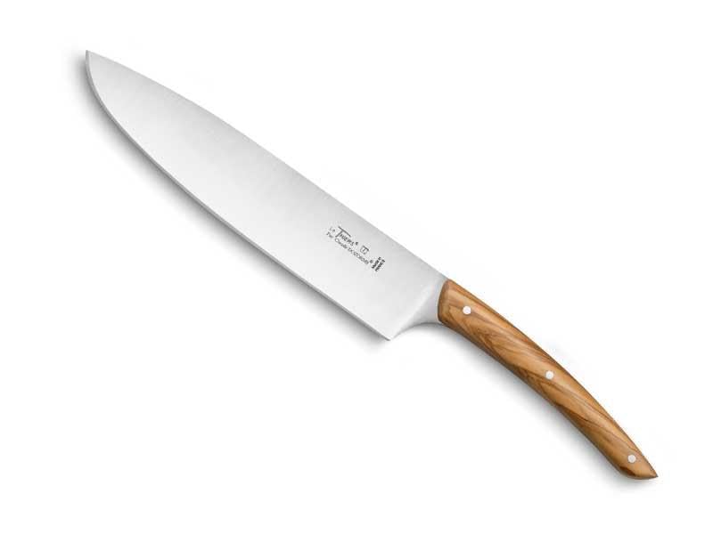 Couteau de chef Claude Dozorme 3245 en bois d'olivier pour découpes parfaites en cuisine