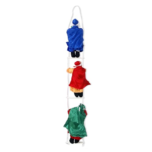 TIENDA EURASIA Reis magos na escada, com 6 degraus, material de poliéster, algodão e PVC, 16 x 120 cm, Reis Magos, multicolor, decoração de Natal, decoração para porta de Natal