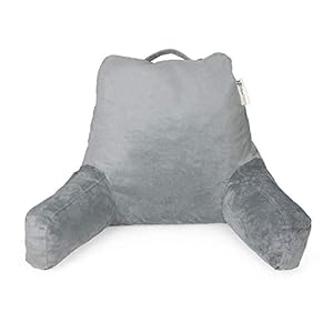 Large Relax Plush Reading Pillow | Shredded Memory Foam Bedrest TV Pillow with Armrests | Great for Adults, Teens, & Pregnant Woman | Neck, Upper Back, Lumbar, & Coccyx Lower Back Support Cushion