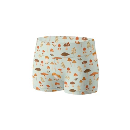 Mushroom Girls Bike Shorts Soft High Waisted Athletic Dance Volleyball Biker Shorts for Girls Gymnastics Shorts