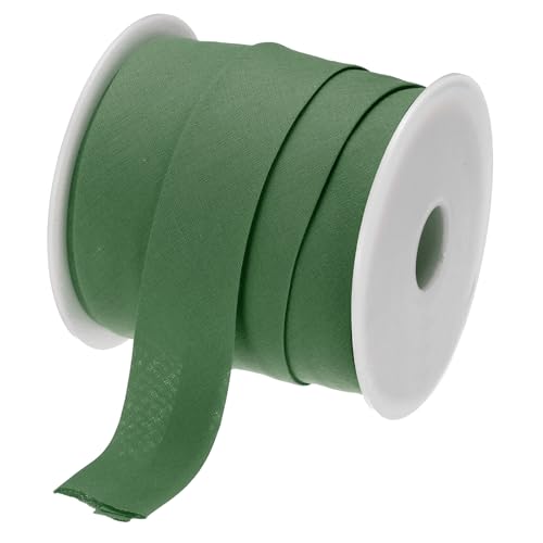 MECCANIXITY 1 Inch Double Fold Bias Tape Continuous Bulk Cotton Bias Tape for Sewing Seaming Quilting Hemming Binding Crafts (Army Green 25 Yards)
