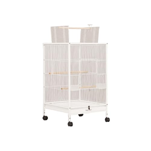 鳥かご 大型インコ ケージ ケージ 多頭飼育対応 鳥カゴ 別荘タイプ 室内用 玄関用 オカメインコ インコ 対応 (ホワイト,s)