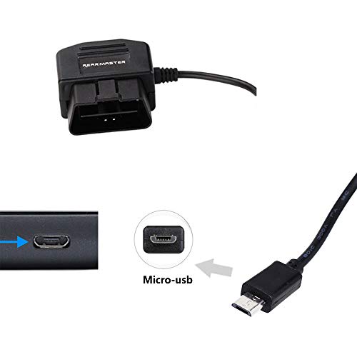 Universal OBD Power Cable for Dash Camera,24 Hours Surveillance/Acc Mode with Switch Button(Micro USB Port)