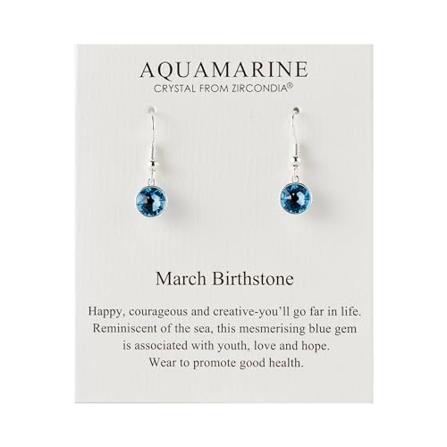Aretes colgantes con piedra natal de marzo creados con cristales de aguamarina Zircondia®