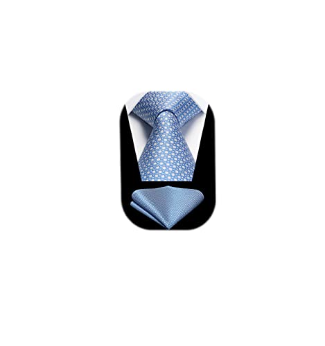 Image of HISDERN Mens Ties Plaid Tie and Pocket Square Set Classic Woven Formal Checkered Neckties & Handkerchief Wedding Party