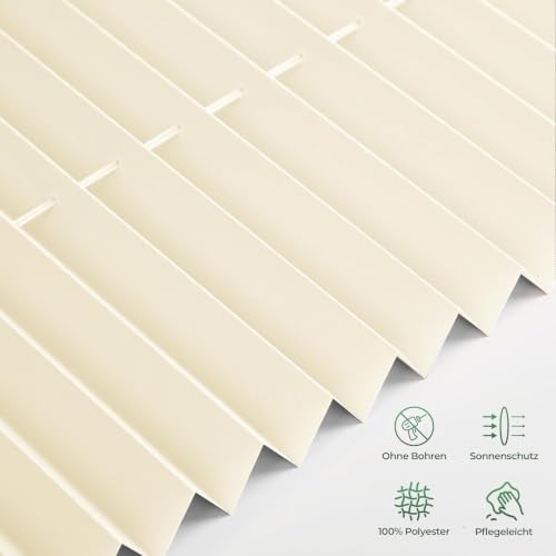 Buseu Plissee Klemmfix ohne Bohren 105x120cm Beige Faltrollo Plisseerollo – Ansicht 6