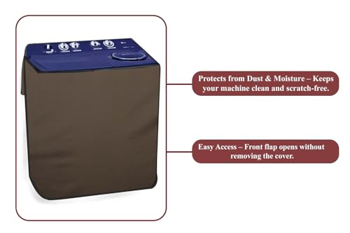 Image of The Furnishing Tree Polyester Waterproof Semi Automatic Washing Machine Cover Compatible for LG 9 Kg, 9.5 Kg & 10 Kg, DxWxH In Cms: ( 53.3x89x99 ), Beige