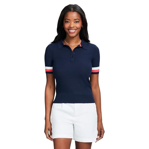 IZOD Women's Short Sleeve Sweater Performance Stretch Golf Collared Polo