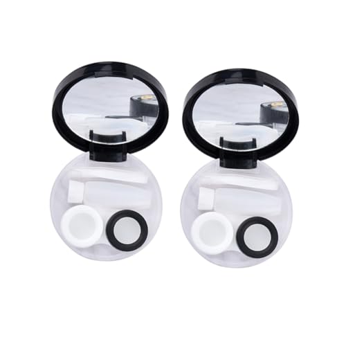 VERDANVERSE 2 Piezas Estuche para Lentes de Contacto Negro Resistente y Portátil Organizador Creativo para Estudiantes y Uso Diario