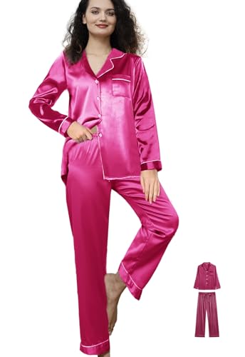 3Pcs Satin Pajama Sets For Women XS-3XL Womens Silk Pajamas Set Silky Sleepwear Nigtwear Loungewear Long Pj Set