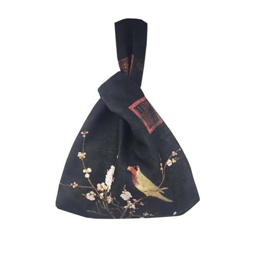FANCYPUMPKIN Yukata Vintage Japonés Kimono Grulla Bolso Pulsera Pequeño Monedero Bolso Tote Asa Bolsa Bolsa Nudo para Mujer, E-39