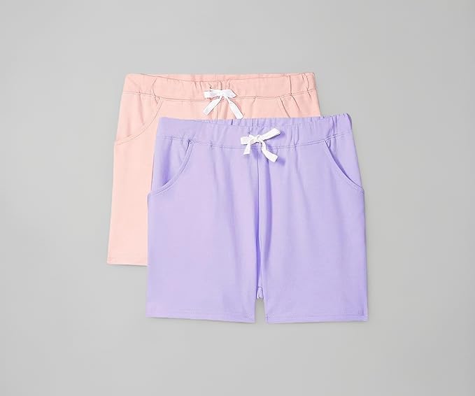 Image of Cloth Theory Premium Cotton Shorts for Girls - Regular Fit Pocket Shorts for Girls Pack of 2