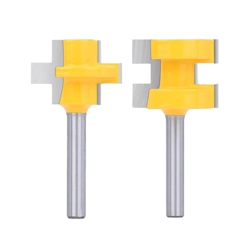 Fraise à bois pour le travail du bois, Jeu de mèches de toupie à langue et rainure assorties, fraise à tige de 6mm 8mm 12.7mm, outil de rainure for le travail du bois, 2 pièces/ensemble(6mm)