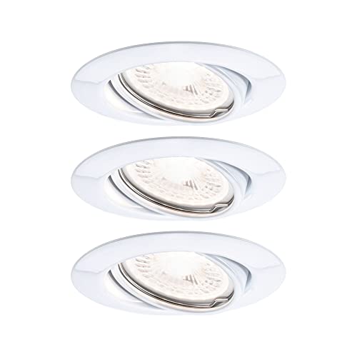 Paulmann 93426 LED Einbauleuchte Base rund incl. 3x5 Watt dimmbar Einbaustrahler Weiß Spot Metall Einbaulampe 3000 K GU10