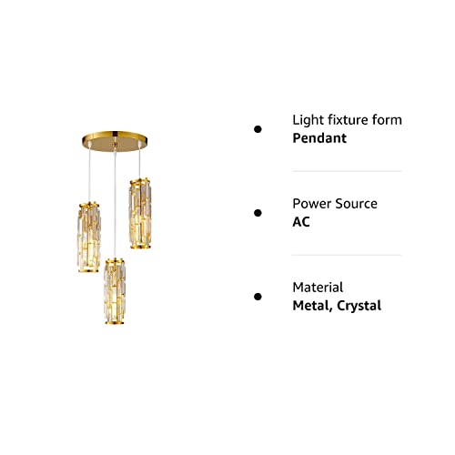 Lmqnine Pendant Lighting Modern Pendant Light, Mini Crystal Chandeliers,Adjustable Pendant Light Fixture For Kitchen Island Dinning Room Bedroom (Gold, 3-Light) #TOP7