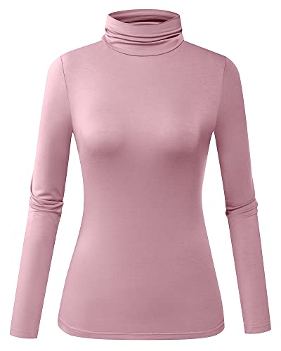 Image of Herou Womens Long Sleeve Turtleneck Slim Fitted Lightweight Casual Active Layer Tops Shirts