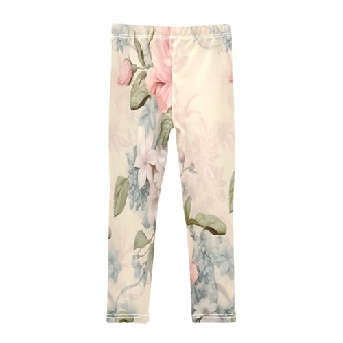 Bolaz Toddler Girls Leggings Printed Yoga Pants Leggings Blue Pink Flower for Kids2