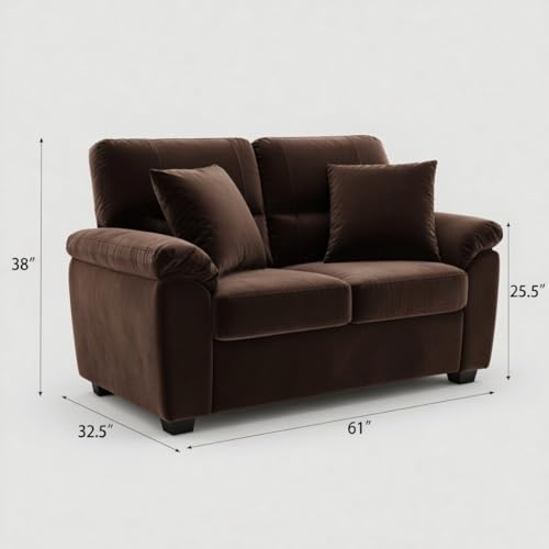 Image of Anderson 6 Seater Fabric Sofa Set (3+2+1) with Storage Ottoman Dark Brown, Premium Velvet Finish Upholstery, Solid Wood Frame, High Density Foam Cushions, Modern Living Room Furniture