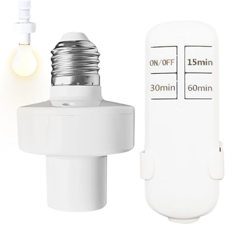 リモコン電球ソケット - 壁掛けプラグ タイマー付き | ワイヤレスライトリモコン 14m 範囲 | 寝室 室内 クローゼット 扇風機 天井 家庭用