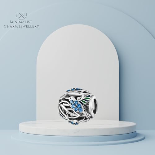 Hummingbird Round Charm For Bracelet, Sterling Silver, Animal Charm4