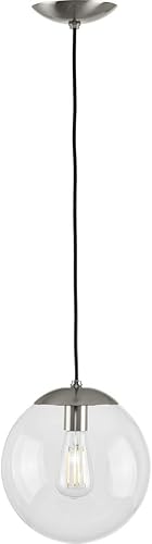 Miniatura 11 de Progress Lighting Atwell Collection - Lámpara colgante de 1 luz con forma de globo de cristal transparente de níquel cepillado, 10.50 x 10.00 x