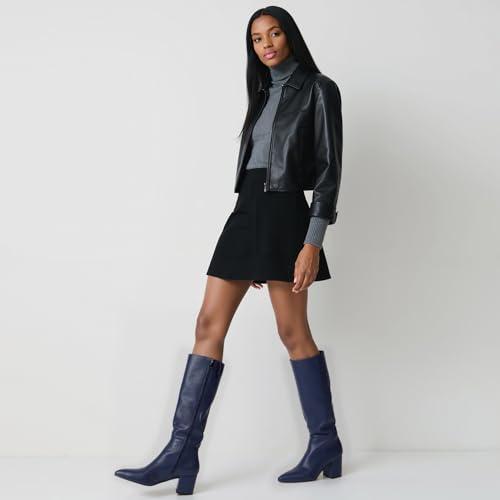 Image of Easyfox Womens Knee High Boots Chunky Low Heel Pointed Toe Tall Long Boots