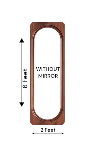 Image of Modular Full Length Wall Mirror Frame for Home|Wooden Brown Brown,Dressing Mirror|Floor Standing & Wall Mount Large Oval Mirror for Bedroom,Living Room & Hallway Decor|Without Mirror