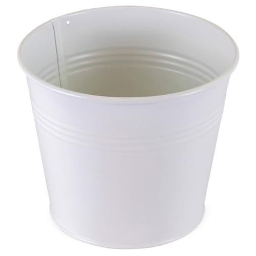 Pot de fleurs en métal blanc 16 cm x 15 cm – Cache-pot pour orchidées, plantes, herbes et bonsaï – Décoratif pour balcon et rebord de fenêtre