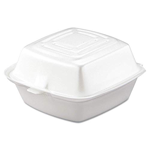 DART CONTAINER Dart Carryout Food Container, Foam, 1-Comp, 5 1/2 x 5 3/8 x 2 7/8, White (Case of 500), 1 Compartment