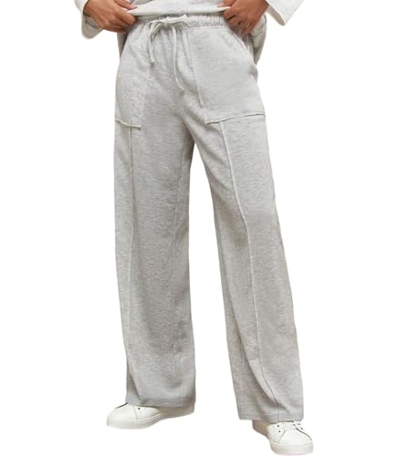 Womens Modal Casual Pants Stretchy Wide Leg Lounge Pants Loose Fit Drawstring Trousers with Pockets2