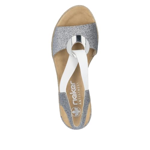 Image of Rieker 624H6 Fanni Women's Wedge Sandals - Lightweight, Comfortable and Supportive - Slip On Sandals with Cushioned Insole and High Wedge for Everyday Stylish Wear