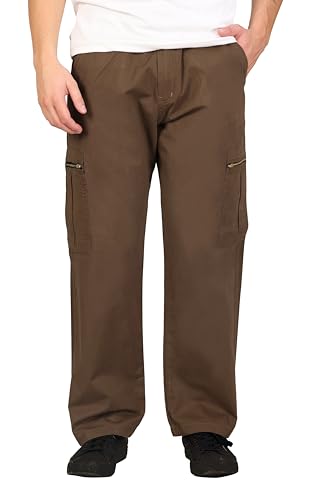 Image of RynoGear Oversized Cotton Cargo Pants for Men || Pant for Man || Wide Leg Cargo for Men || Brass Metal Zipper on Fly & Side Cargo Pockets