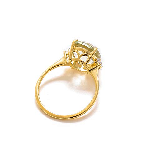 Yotreasure 3.10 Ct Green Amethyst Solid 10K Yellow Gold Ring Jewelry #TOP5