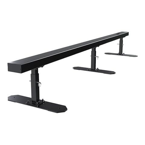 KUAFU 6ft Long Flat Bar Skate Rail, Portable Skateboard Ramp Grind Rail, Detachable Skatepark Grind Rail, for BMX, Scooters, Snowboard and Roller Skating - Adjustable Height Cover