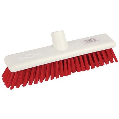 Jantex Hygiene Broom Soft Bristle Red 12In Brush Only Sweeping Cleaning