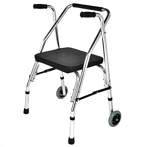 Gehrahmen Faltbarer Rollator-Walker für Senioren, Mobilitäts-Gehhilfe für ältere Menschen, rollende Mobilitäts-Gehhilfe mit (Armlehne, Rückenlehne und Sitz) (Size : 56x47x84cm) Cover