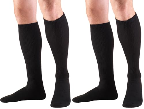 Image of Truform Medical Compression Socks for Men and Women, 8-15 mmHg Knee High Over Calf Length, Black, Large (8-15 mmHg) (Pack of 2)