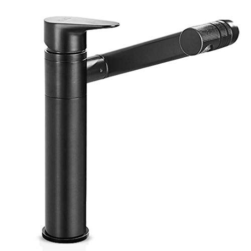 Mitigeur lavabo rotatif noir mat en cuivre pour eau chaude et froide de maison