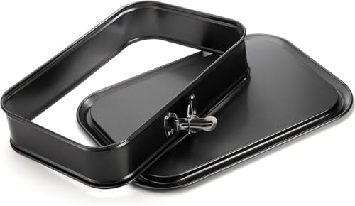 SOUJOY Springform Cake Pan, Non-Stick Cheesecake Pan, 14 x 9.6 Inch Large Rectangle Cake Pan with Removable Bottom, Ice Cream Cake Bakeware, Black, Christmas