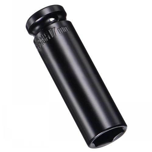 MACHSWON 2Pcs 1/2 Inch Drive - 17mm Deep Impact Socket with 6 Point Design, Heat-Treated Cr-V Steel 78mm Length, Metric Sizes