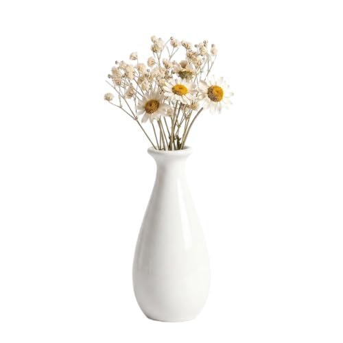 Image of 10CM White Mini Ceramic Bud Vases Small Single Stem Decorative Flower Vase for Wedding Dinner Office Bedroom Centerpiece Table Decorations